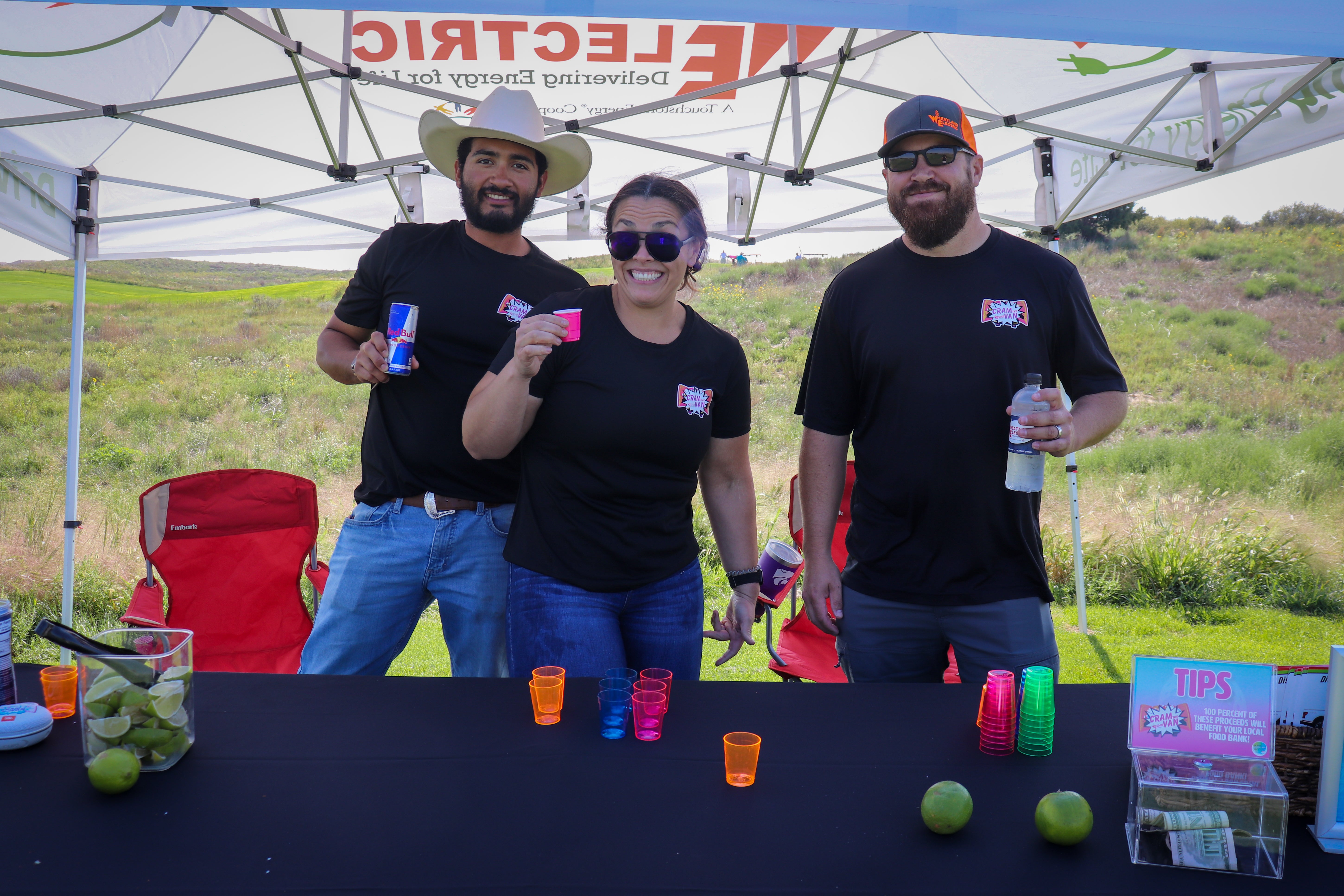 Charging booth at golf tournament