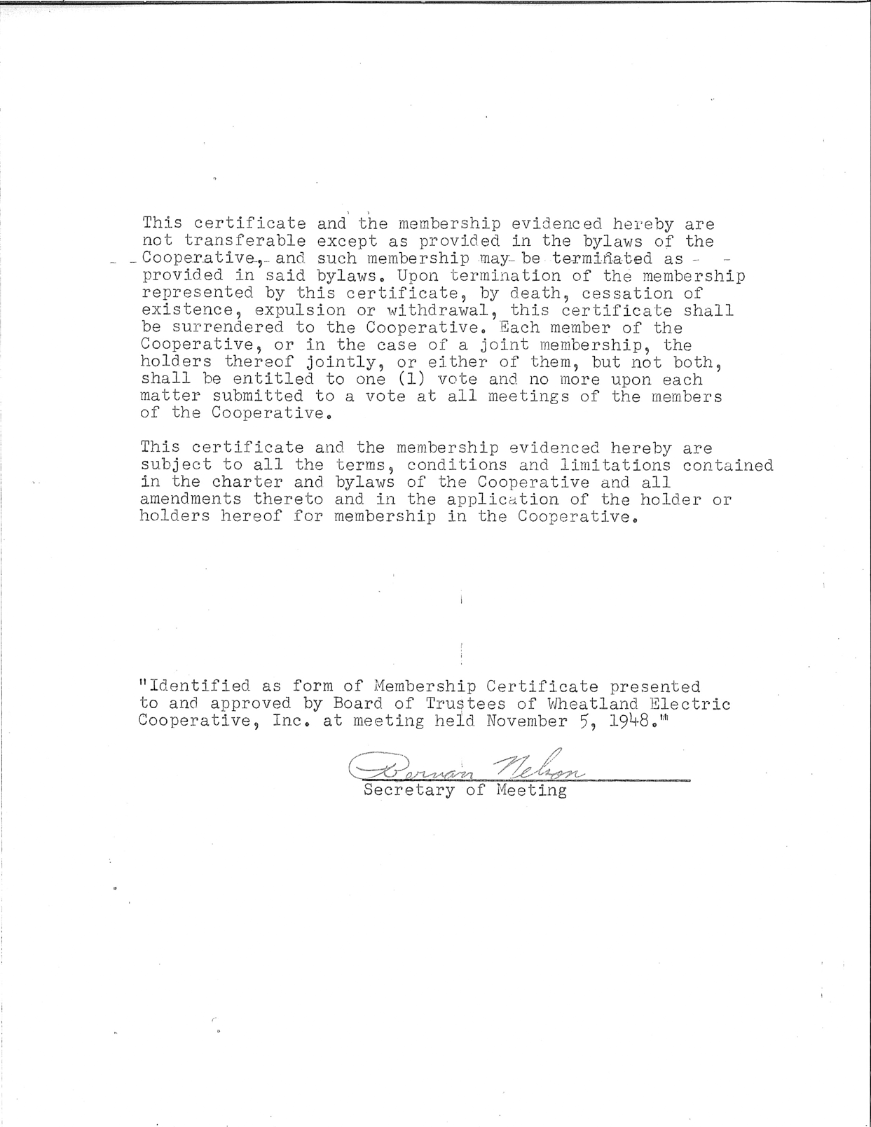 Original Membership Certificate Page 2